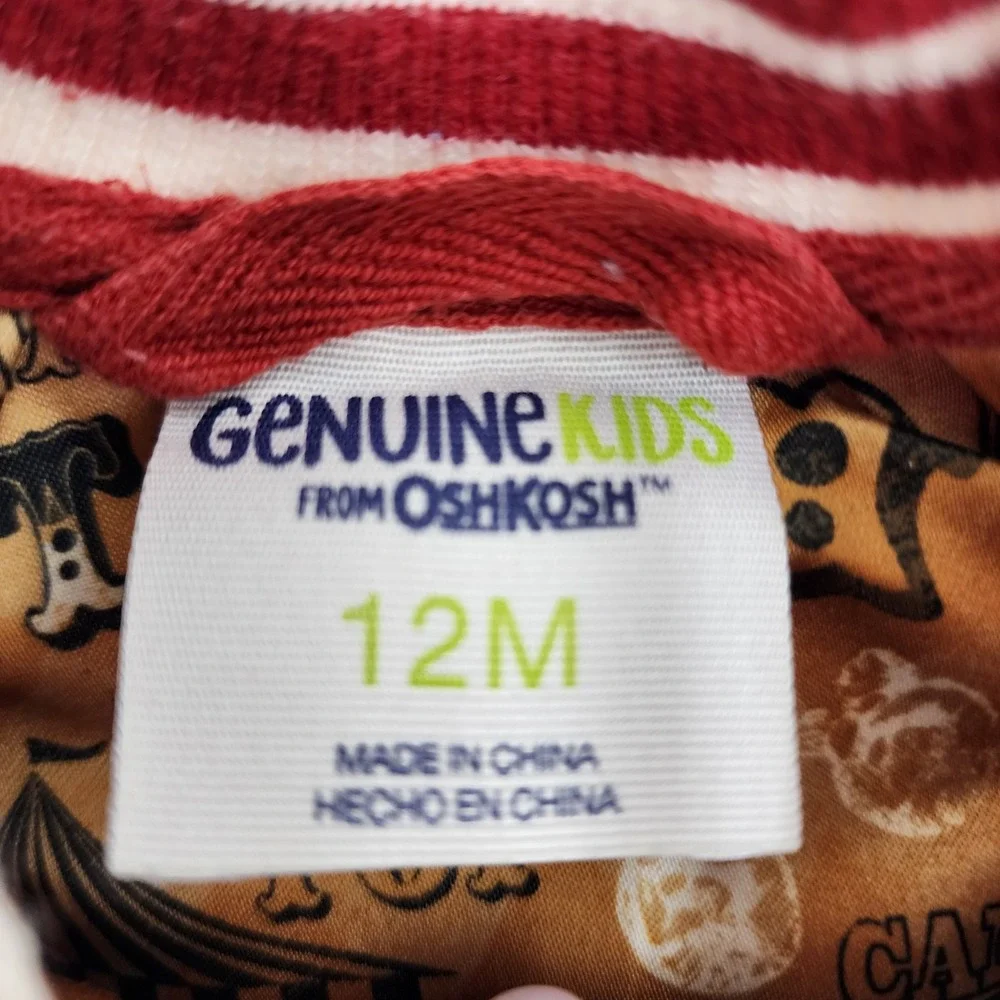 OshKosh B'Gosh Toddler 12M Lion Red/White Letterman Varsity Style Zip Jacket Y2K